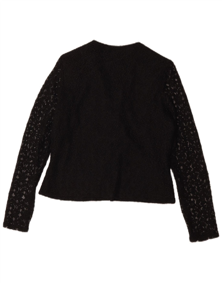 H&M skjortebluse til kvinder IT 42 Medium Black Floral Nylon