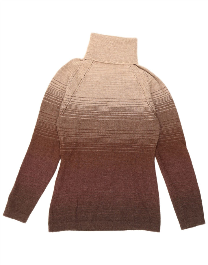 Sportmax Dame Rullehals Sweater UK 12 Medium Brun Stribet
