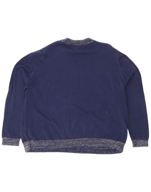 Marks & Spencer dame sweater med rund hals DK 22 3XL blå blomster