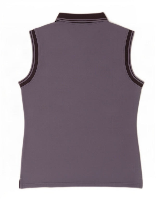 Kappa ærmeløs poloshirt til kvinder UK 18 XL Lilla Colourblock Bomuld