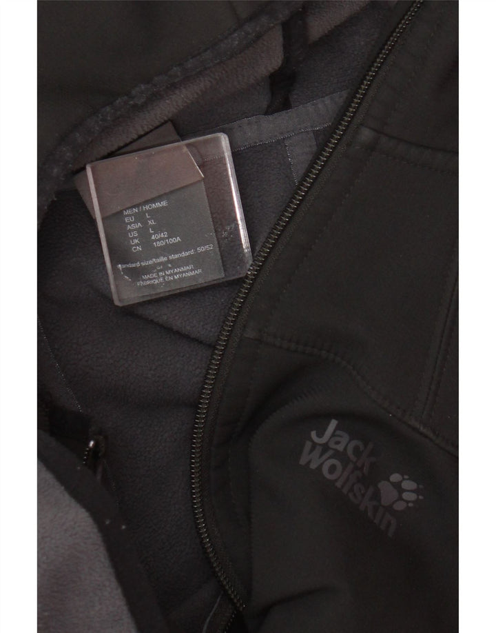 Jack Wolfskin Herre Hooded Windbreaker Jacket UK 40/42 Large Black Polyester