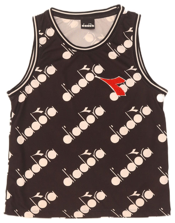 Diadora Boys Grafisk Vest Top 11-12 År Sort Polyester