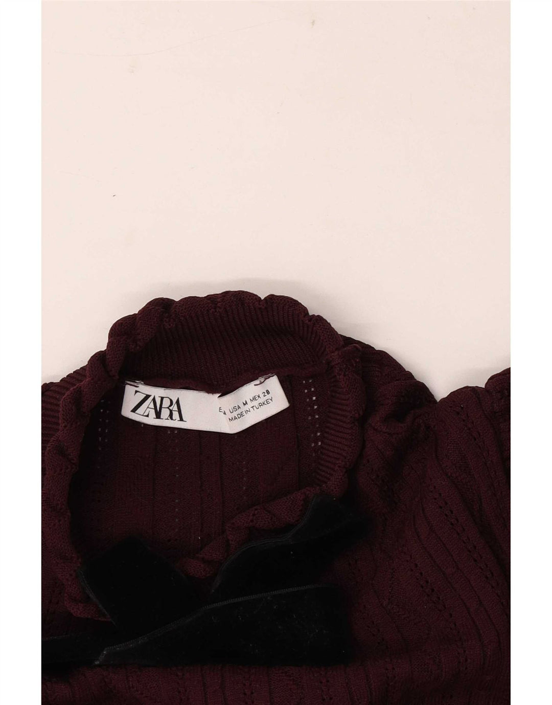 Zara Dame Langærmet Bluse Top UK 12 Medium Burgundy