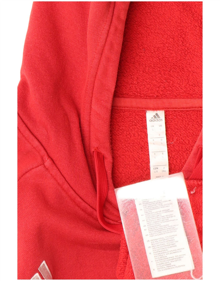 ADIDAS Mens Hoodie Jumper Large Red Cotton