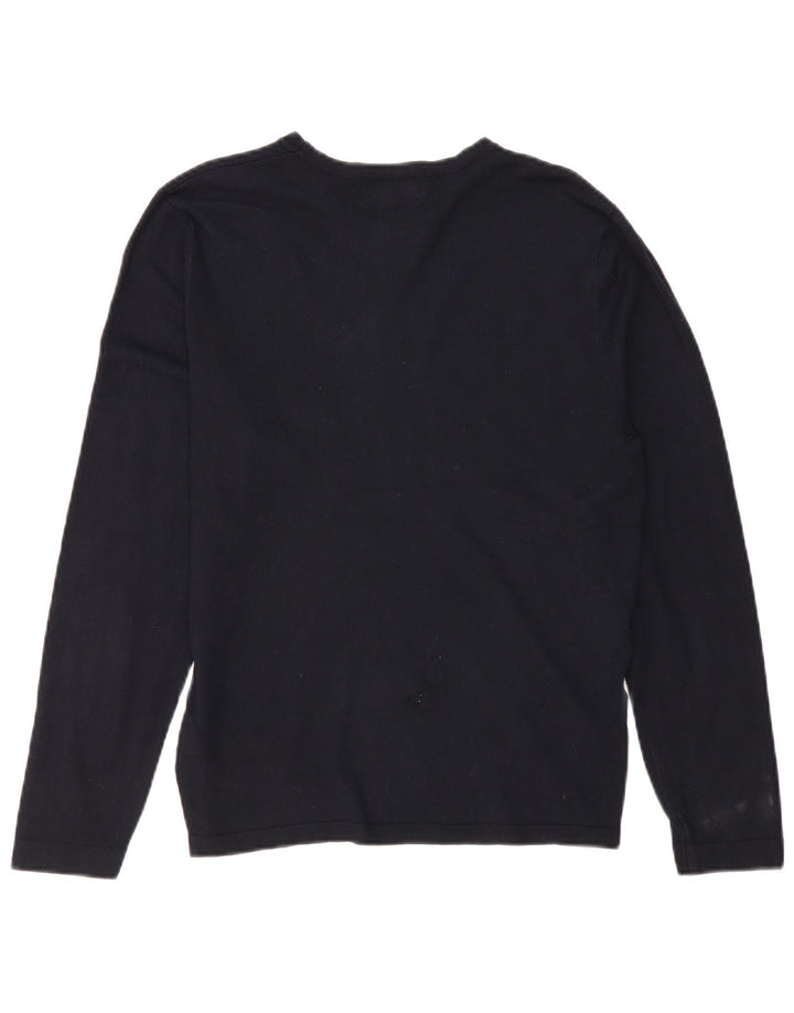 Zara Herre Boat Neck Jumper Sweater Medium Navy Blue Viscose