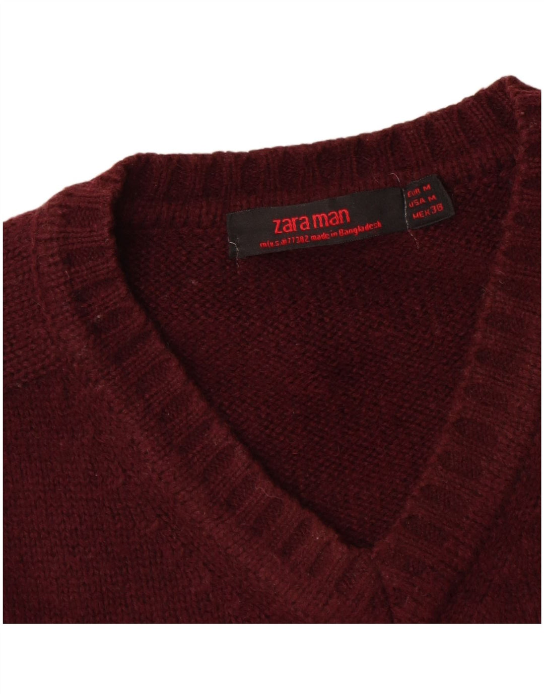 Zara Herre V-hals sweater Medium Burgundy