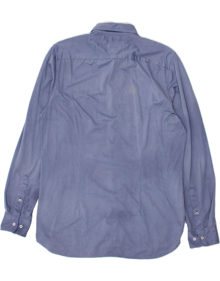 TOMMY HILFIGER Mens Slim Fit Shirt Large Blue Chevron Cotton Vintage Tommy Hilfiger and Second-Hand Tommy Hilfiger from Messina Hembry 