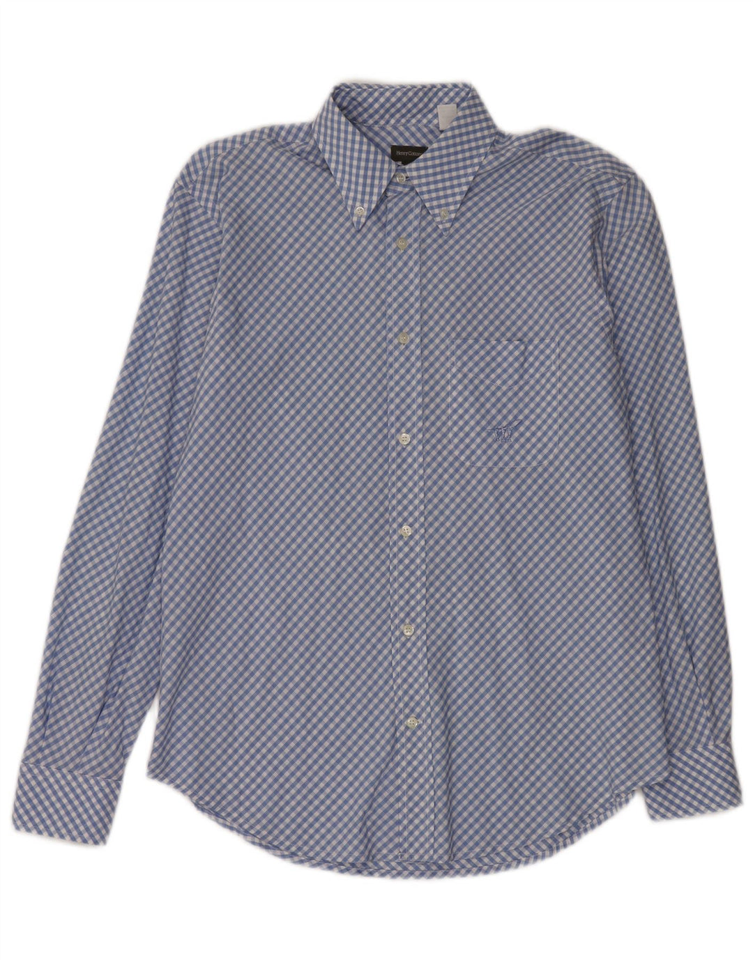 HENRY COTTONS Herreskjorte str. 40 Medium Blue Gingham Cotton