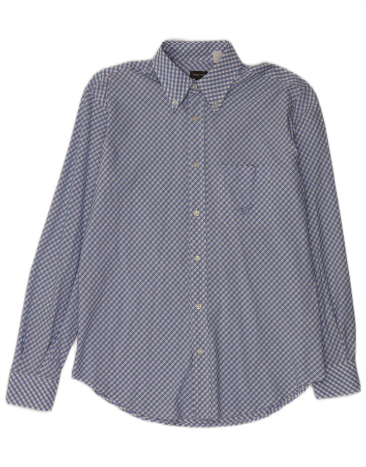 HENRY COTTONS Herreskjorte str. 40 Medium Blue Gingham Cotton