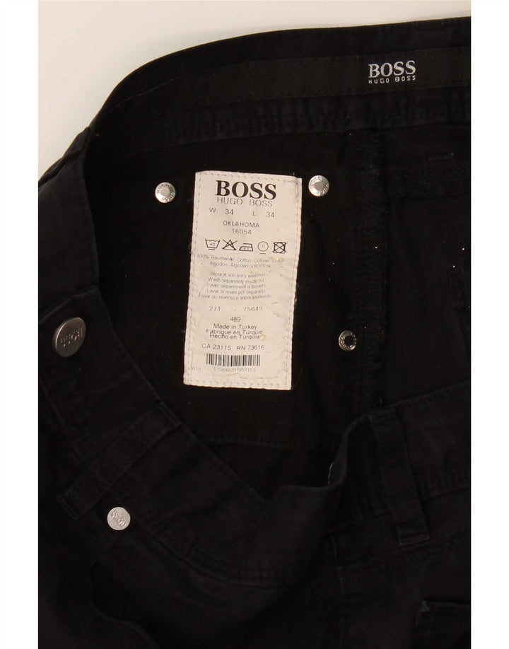 Hugo Boss Straight Jeans til mænd W34 L34 Sort bomuld