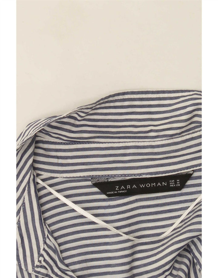 Zara Dameskjorte UK 14 Medium Navy Blue Pinstripe