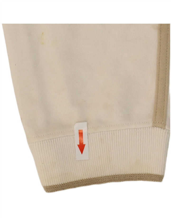 Champion Dame Zip Neck Sweatshirt Jumper UK 14 Medium White Bomuld