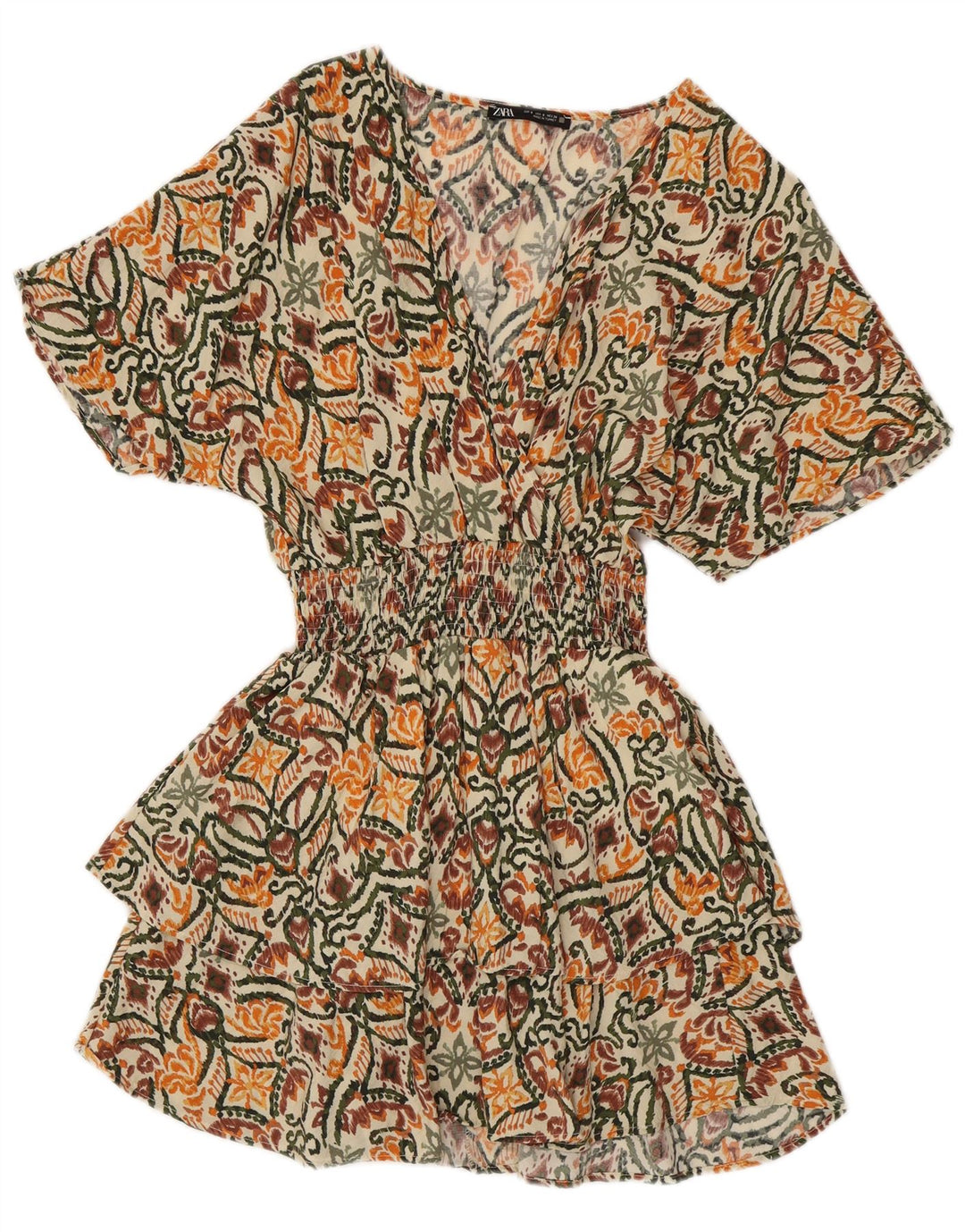 Zara Kvinders Tiered Dress UK 8 Small Multicolored Floral