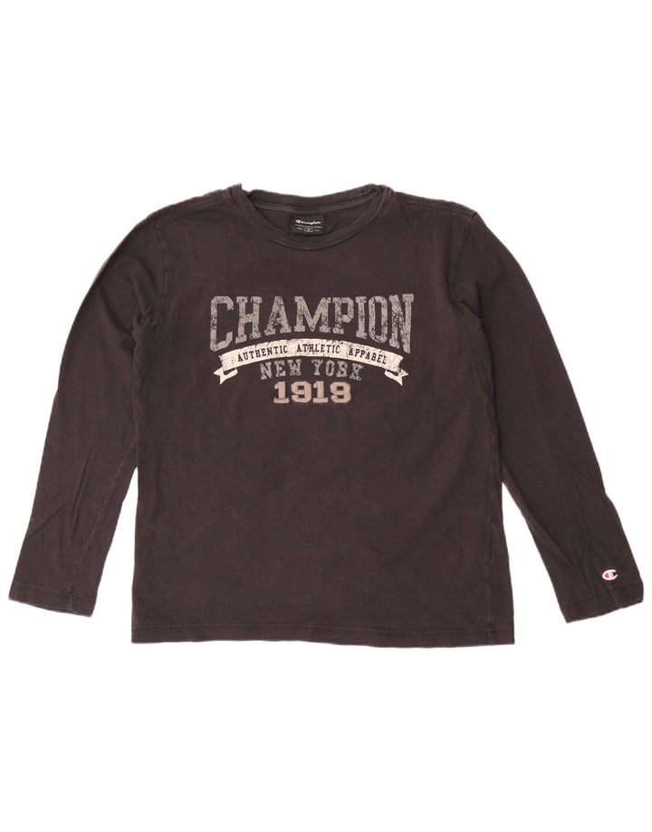 Champion Kvinder Oversized Grafisk Top Langærmet UK 10 Lille Sort