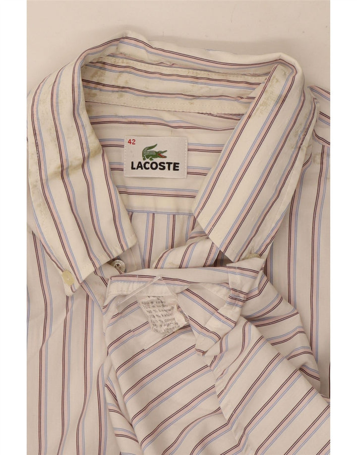 Lacoste Herreskjorte str. 42 Stor hvidstribet bomuld