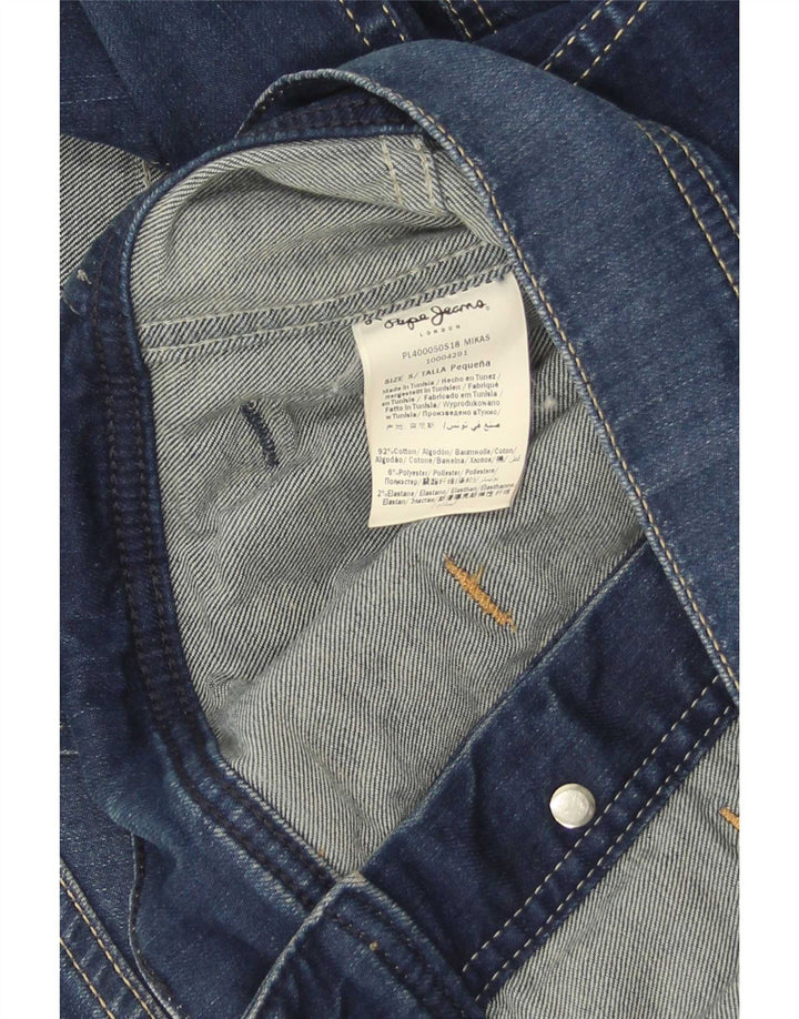 PEPE Jeans Dame Crop Denim Jacket UK 10 Small Blue Bomuld