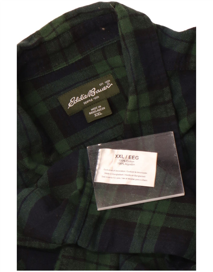 Eddie Bauer herre flannelskjorte 2XL grøn ternet bomuld