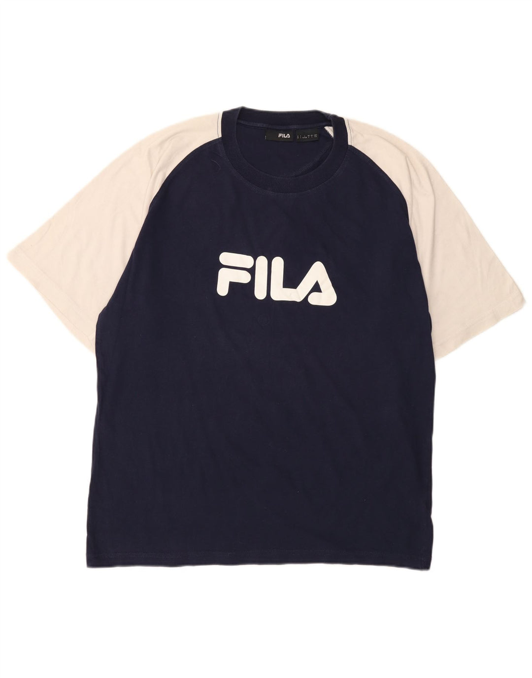 Fila Herre grafisk T-shirt Top Stor Marineblå Colourblock Bomuld