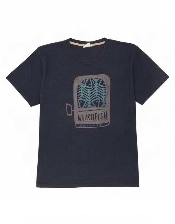 Weird Fish Herre grafisk T-shirt top 3XL marineblå bomuld