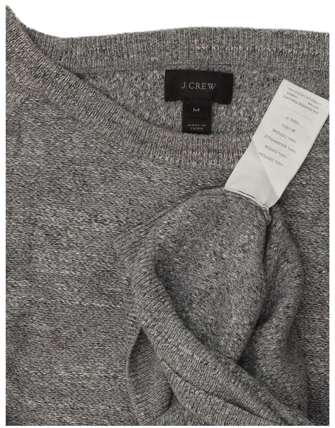 J. Crew Herre trøjetrøje med rund hals, mellemgrå flækket bomuld