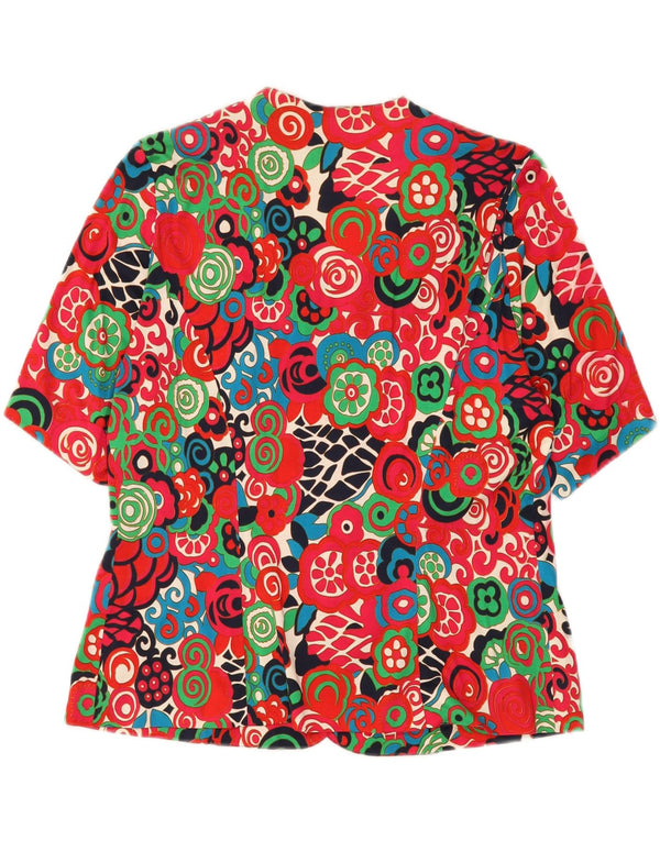 Vintage kortærmet cardigantop til kvinder UK 22 3XL flerfarvet blomster