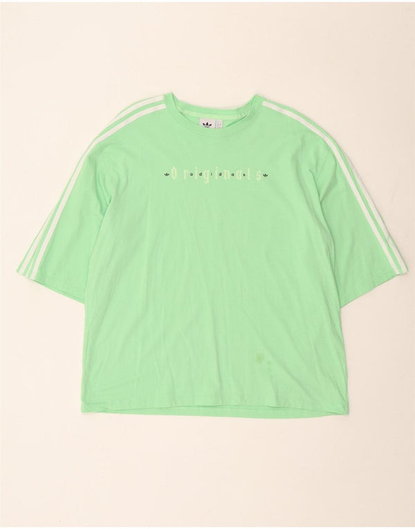 Adidas Grafisk T-shirt top til kvinder DK 12/14 Medium Grøn bomuld
