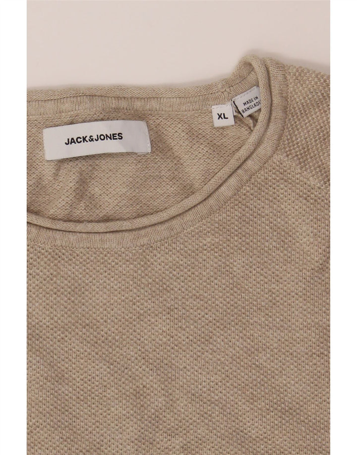 JACK & JONES Mens Crew Neck Jumper Sweater XL Beige Cotton Vintage Jack & Jones and Second-Hand Jack & Jones from Messina Hembry 