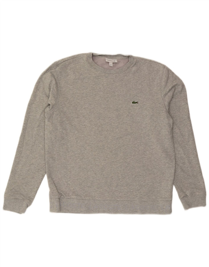 Lacoste Herre Sweatshirt Jumper Størrelse 5 Large Grå Flecked Bomuld