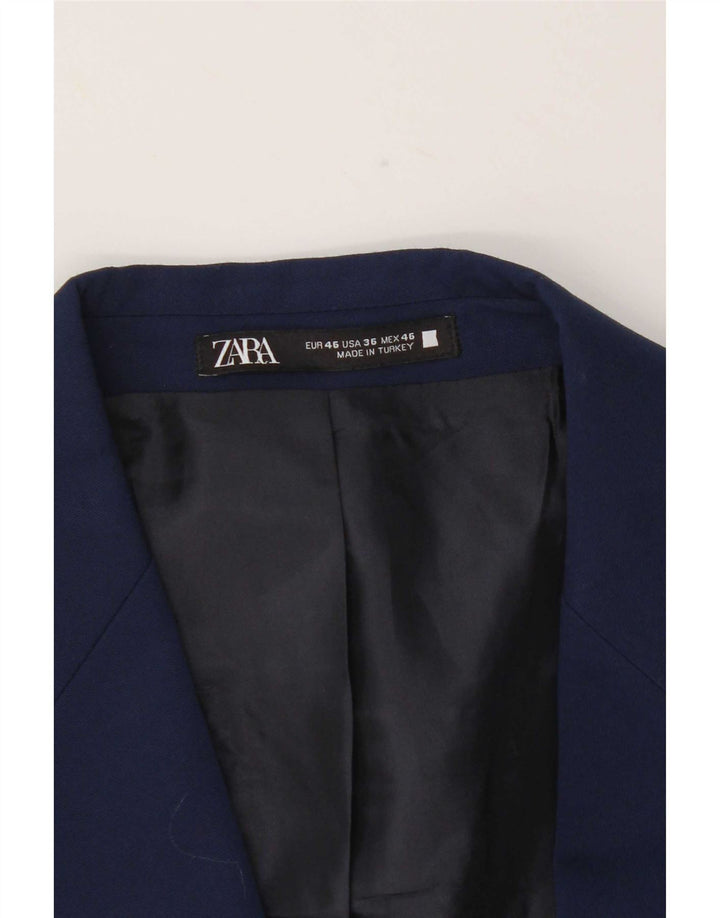 Zara Herre 2-knaps blazerjakke EU 46 Small Navy Blue