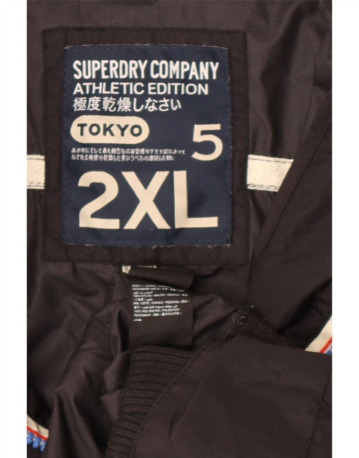 Superdry Bomberjakke med hætte til mænd UK 46 2XL sort nylon