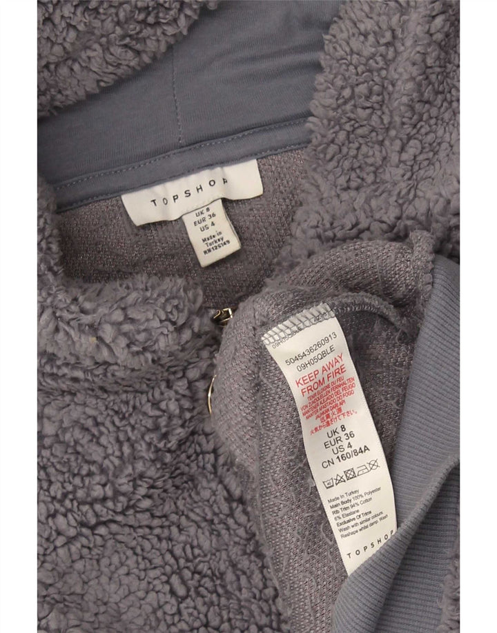 Topshop Dame Hættejakke UK 8 Small Grå Polyester