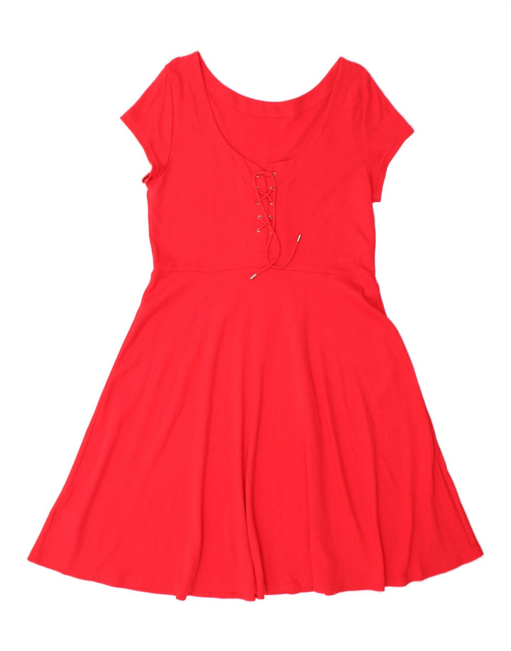 CHAPS Womens A-Line Dress UK 16 Large Red Cotton Vintage Chaps and Second-Hand Chaps from Messina Hembry 