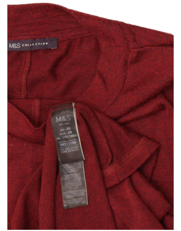 Marks & Spencer Dame Top 3/4 ærmer UK 20 2XL Burgundy Polyester