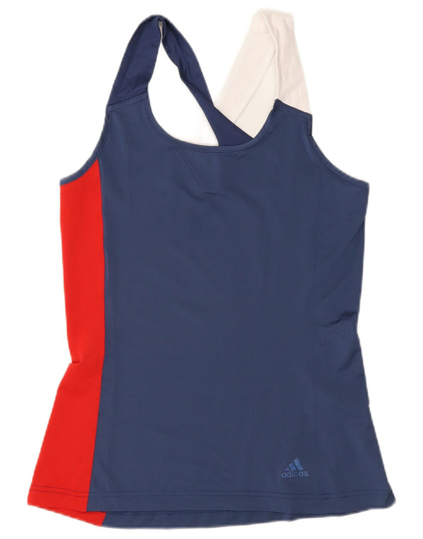 Adidas Aeroready Vest Top UK 8/10 Small Navy Blue Colourblock
