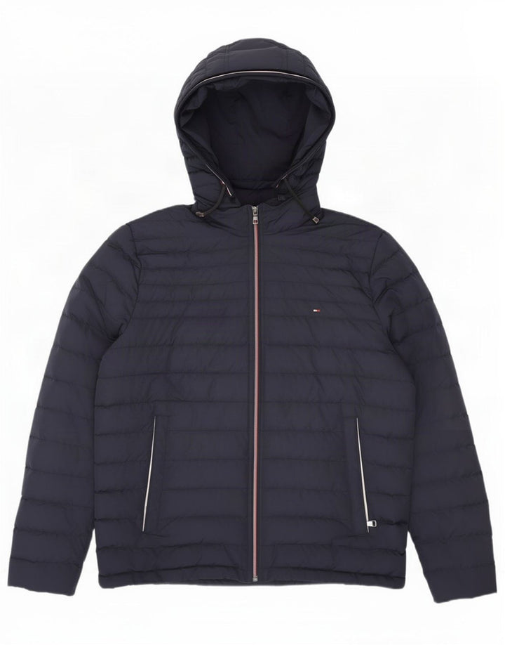 Tommy Hilfiger Herre hættepolstret jakke UK 40 Large Navy Blue Polyester