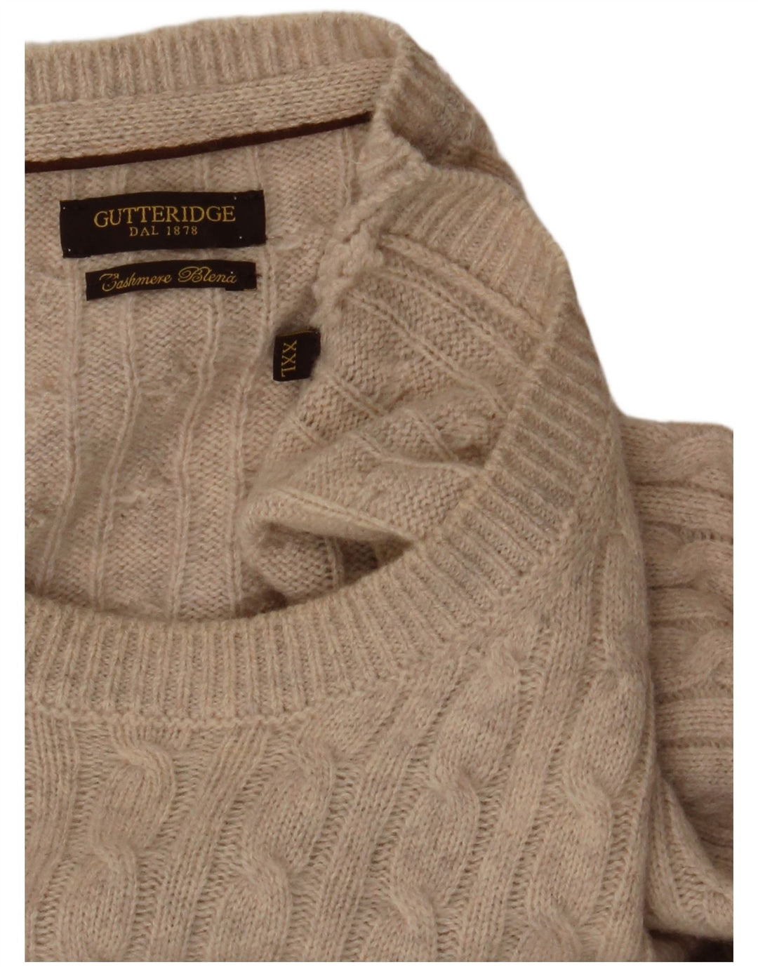 GUTTERIDGE Herre sweater med rund hals 2XL Beige