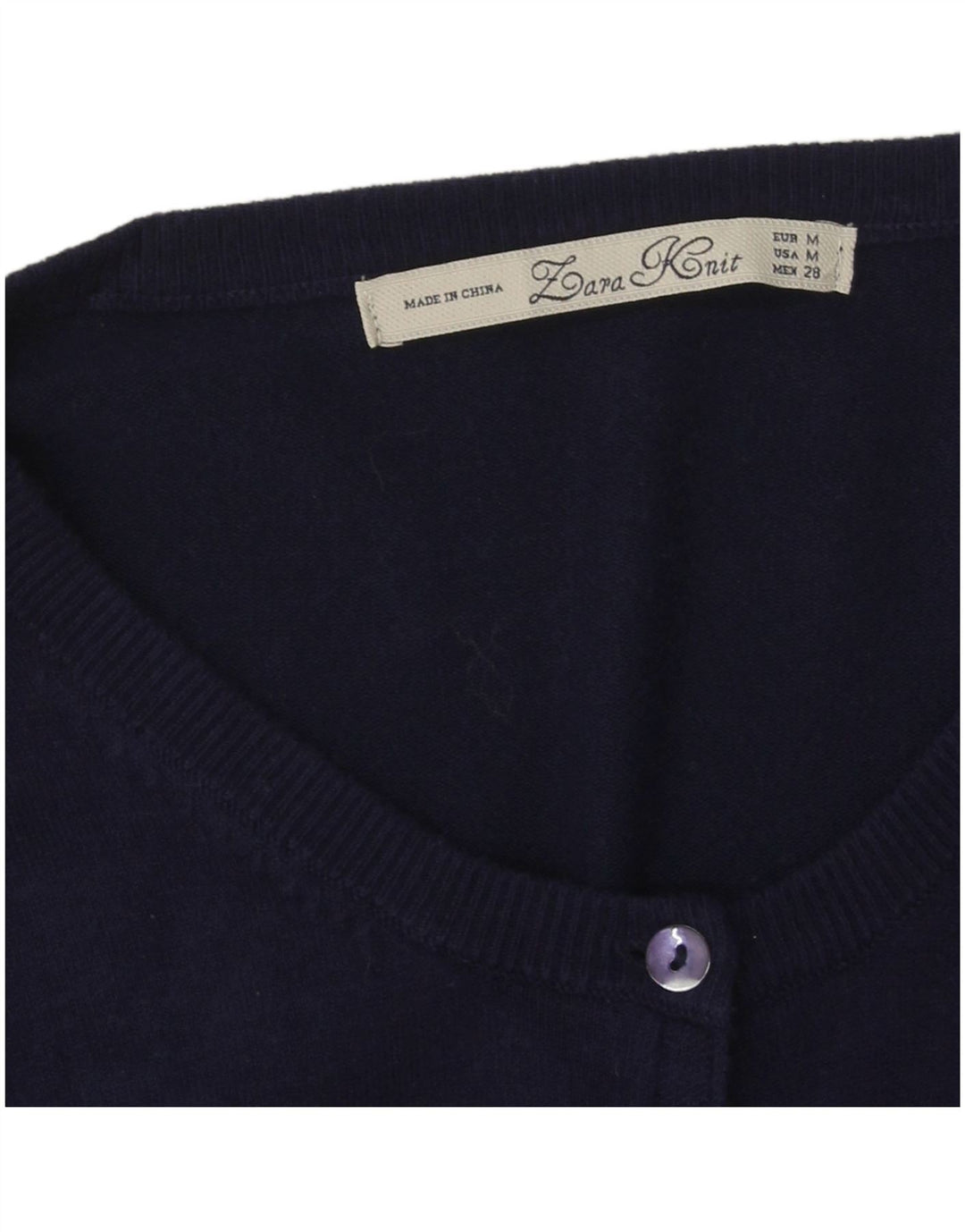 Zara Dame Cardigan Sweater UK 14 Medium Navy Blue