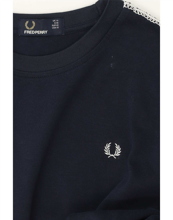 Fred Perry Womens Basic Dress UK 14 Large Navy Blue Colourblock Cotton