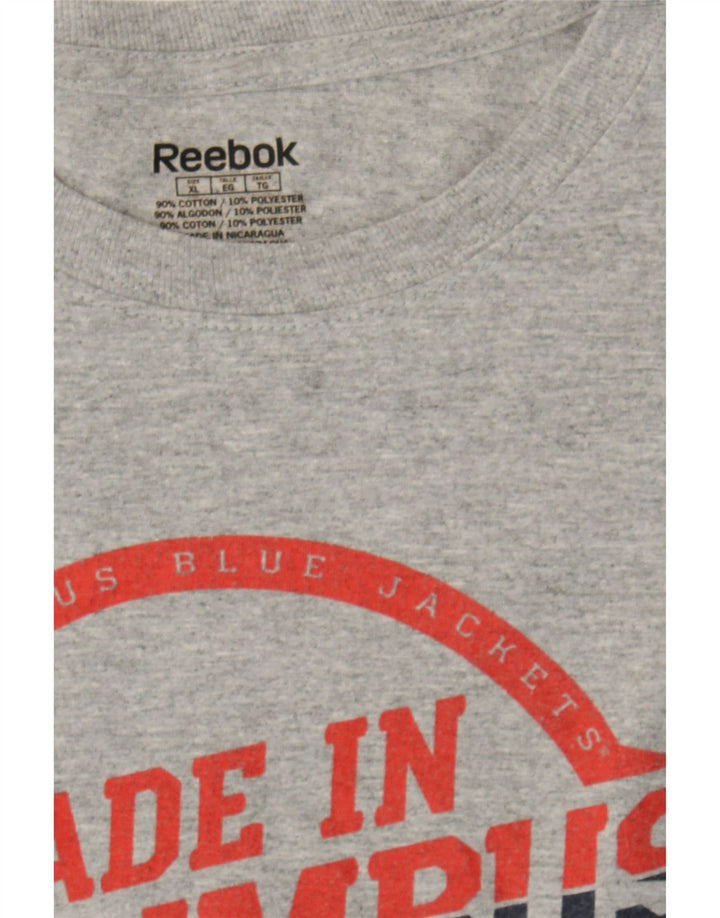 REEBOK Mens Graphic Sweatshirt Jumper XL Grey Cotton Vintage Reebok and Second-Hand Reebok from Messina Hembry 