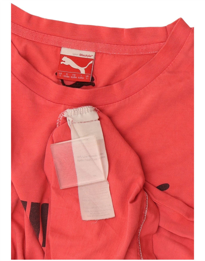 Puma Herre Grafisk T-Shirt Top Stor Rød Bomuld