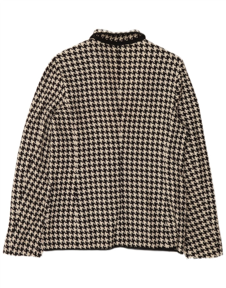 Max Mara Dame Blazer Jacket UK 10 Small Black Houndstooth Uld