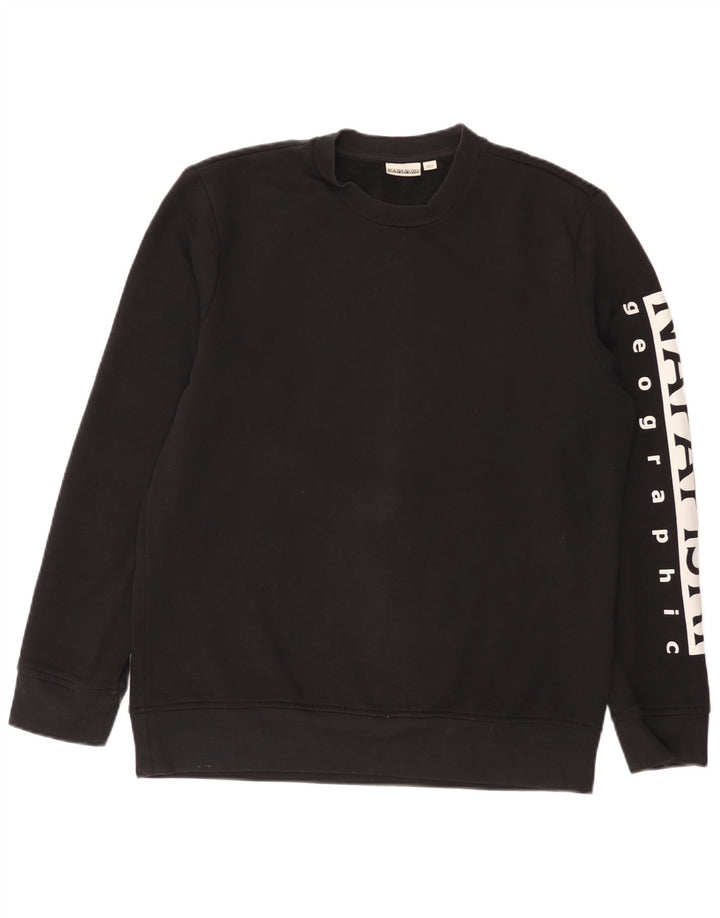 Napapijri Herre Grafisk Sweatshirt Jumper Medium Sort Bomuld