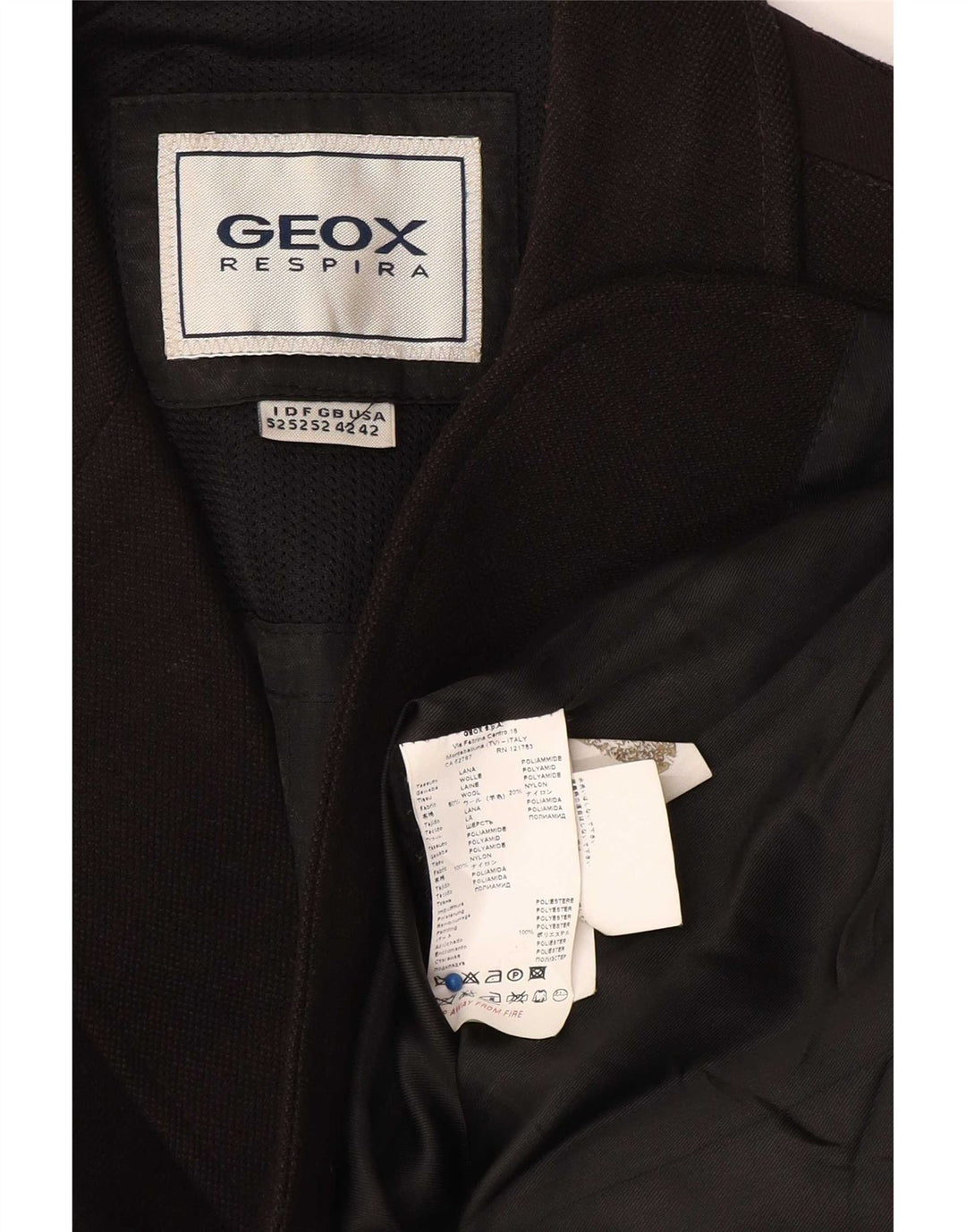 Geox Herre Respira 3-knaps blazerjakke UK 42 XL Sort Uld