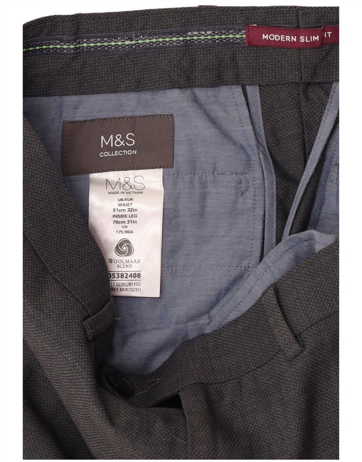 Marks & Spencer Herre Moderne Slim Fit Suit Bukser W32 L31 Grå Uld