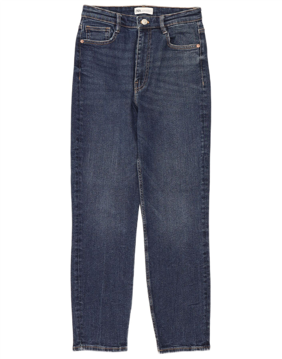Zara Dame High Rise Slim Jeans EU 38 Small W28 L26 Blå