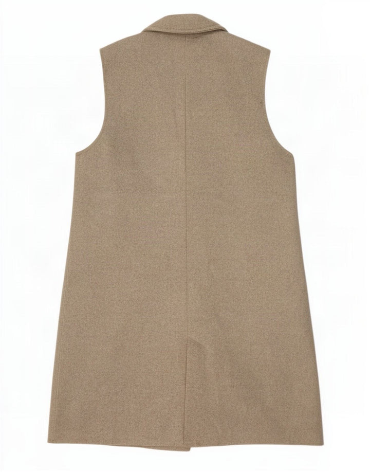 Zara Womens Longline Gilet UK 16 Large Beige