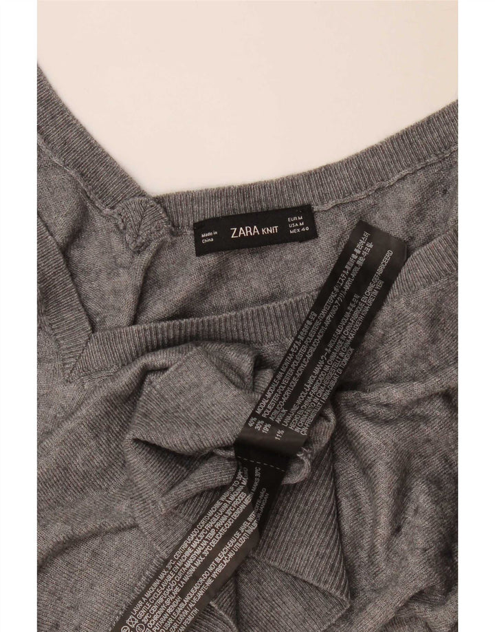 Zara Herre V-hals sweater mellemgrå uld