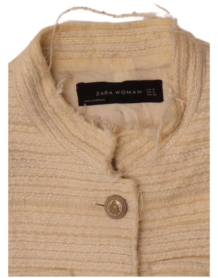 Zara Dame 4 Button Blazer Jacket UK 10 Small Off White
