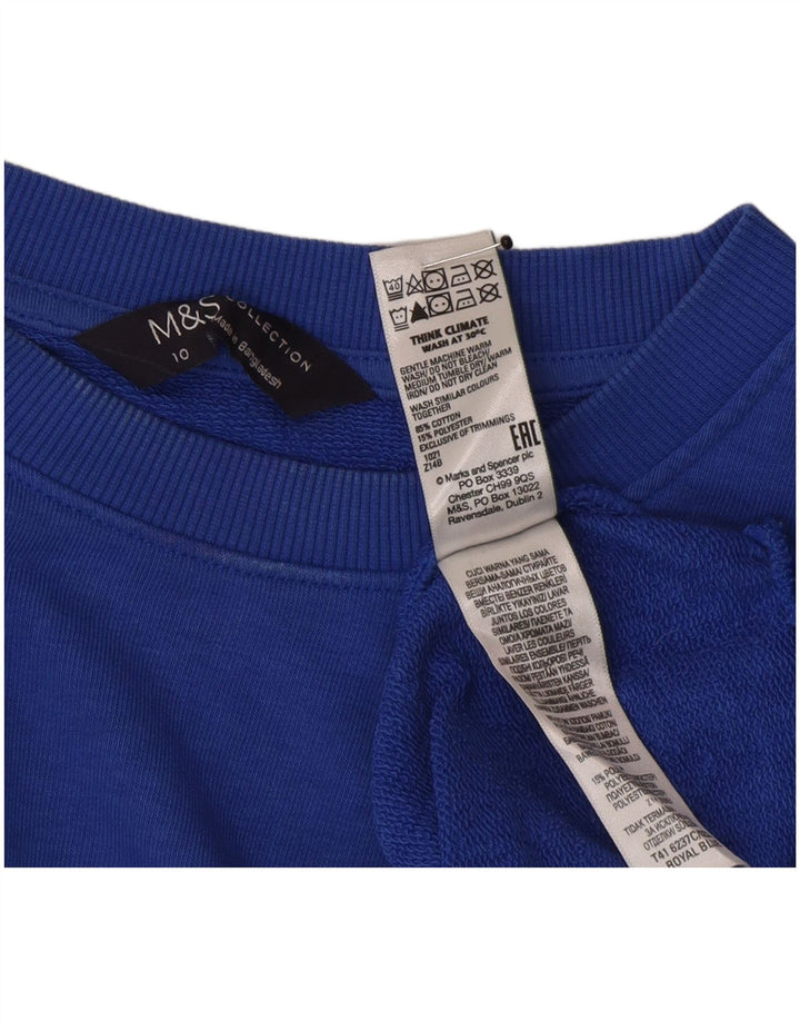 Marks & Spencer Dame Oversized Sweatshirt Jumper UK 10 Small Blue Cotton