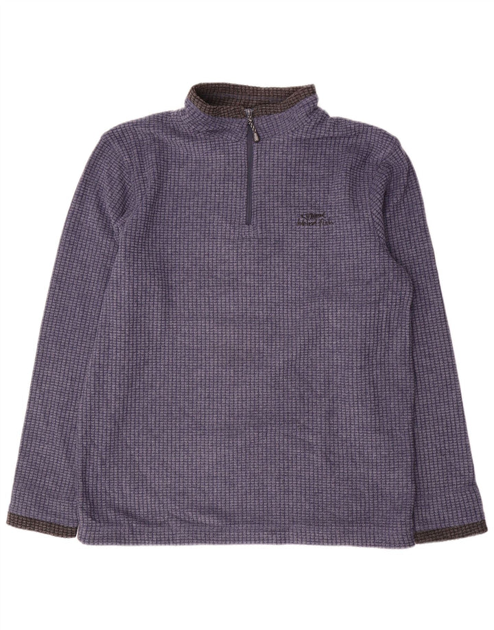 Weird Fish Herre lynlås hals Fleece Jumper Large Blue Colourblock Polyester